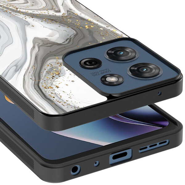 Motorola Moto G 2025 telefoonhoesje met zilver marmer opdruk (4)
