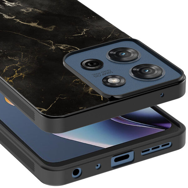 Motorola Moto G 2025 telefoonhoesje met zwart marmer opdruk (4)