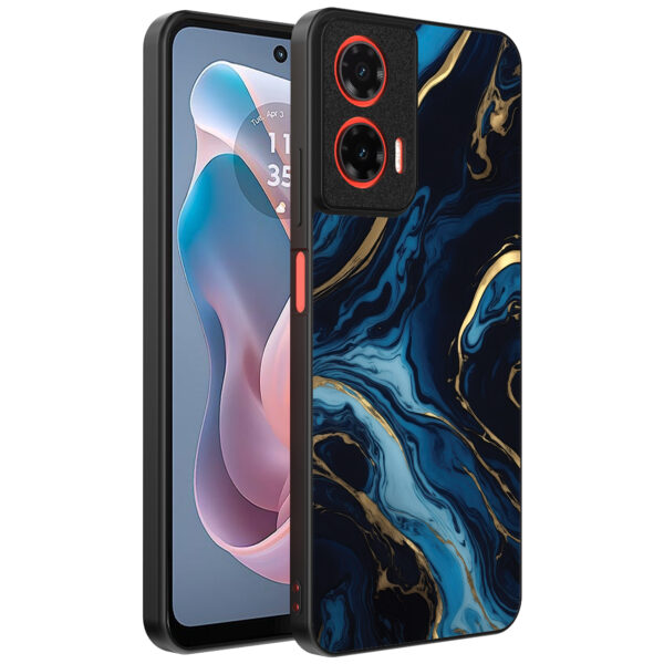 Motorola Moto G Play 2024 telefoonhoesje met blauw goud marmer opdruk (1)