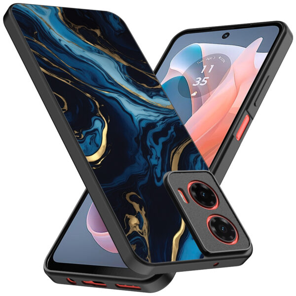 Motorola Moto G Play 2024 telefoonhoesje met blauw goud marmer opdruk (2)