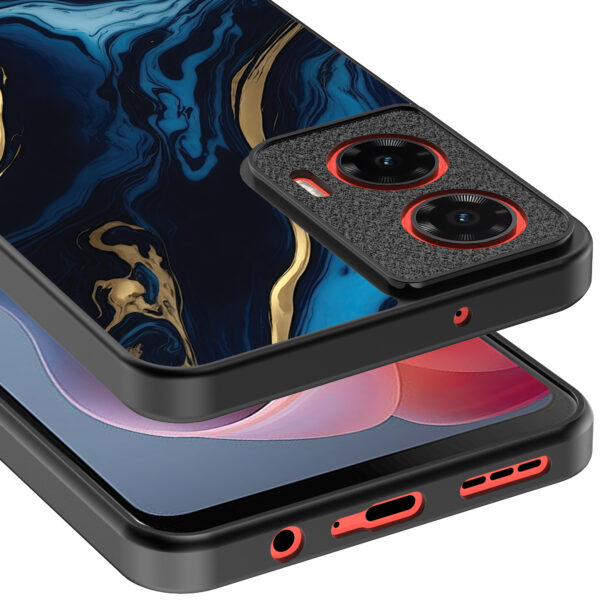 Motorola Moto G Play 2024 telefoonhoesje met blauw goud marmer opdruk (4)