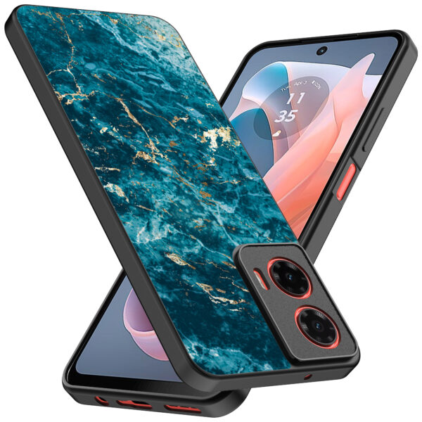 Motorola Moto G Play 2024 telefoonhoesje met blauw marmer opdruk (2)