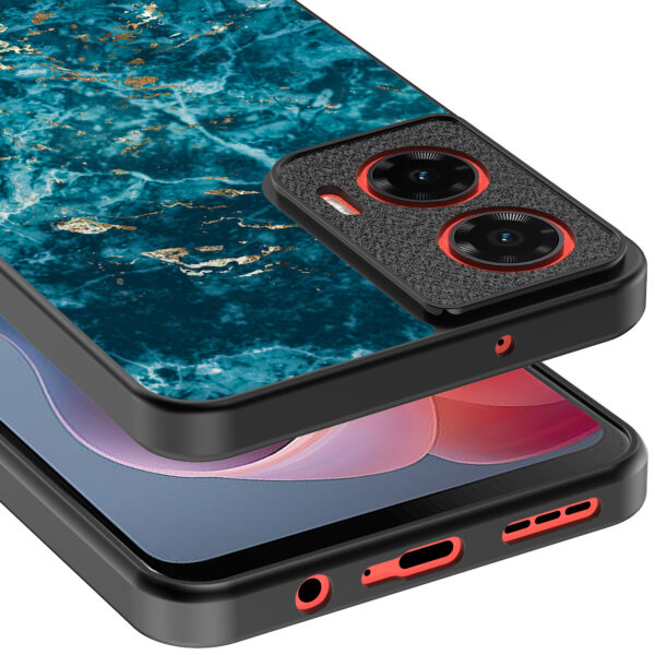 Motorola Moto G Play 2024 telefoonhoesje met blauw marmer opdruk (4)