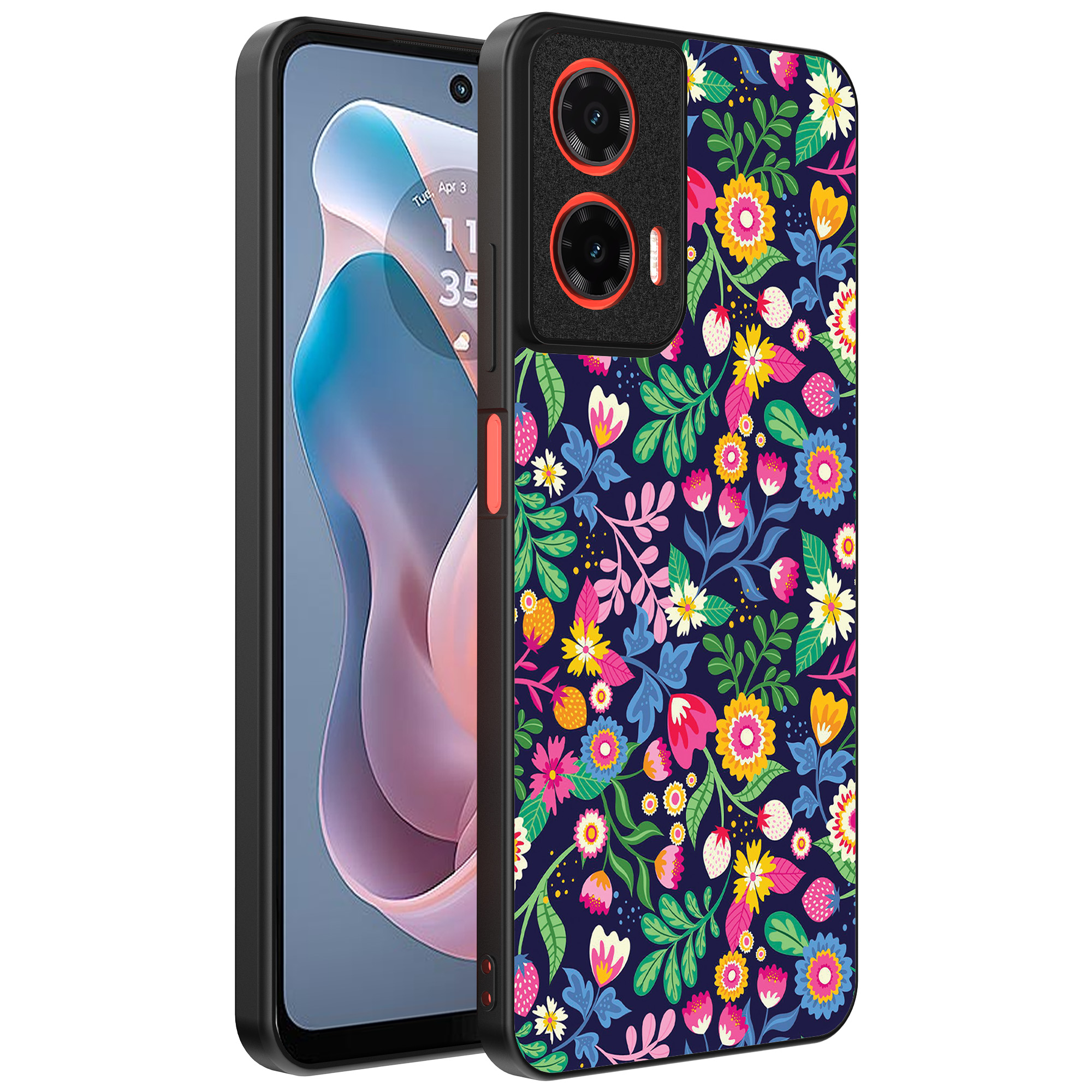 Motorola Moto G Play 2024 telefoonhoesje met bloemen opdruk (1)