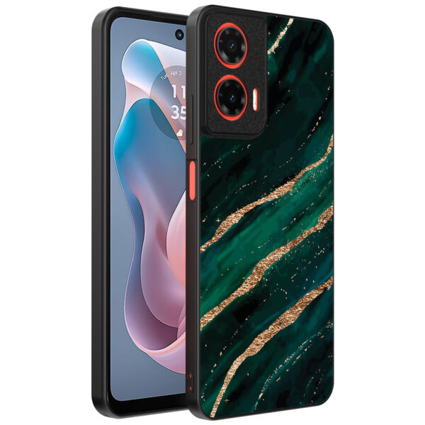 Motorola Moto G Play 2024 telefoonhoesje met groen goud marmer opdruk (1)