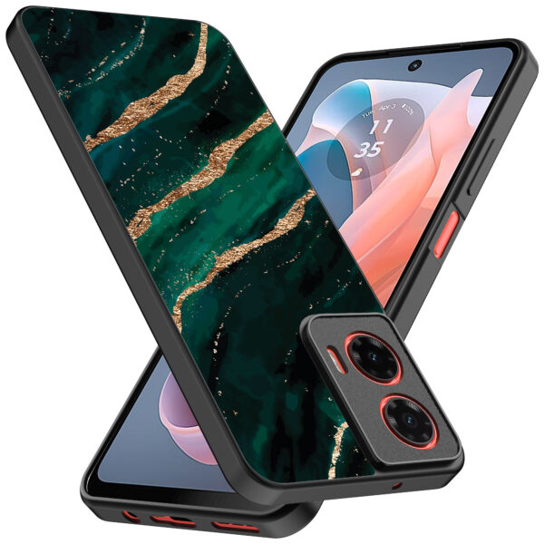 Motorola Moto G Play 2024 telefoonhoesje met groen goud marmer opdruk (2)