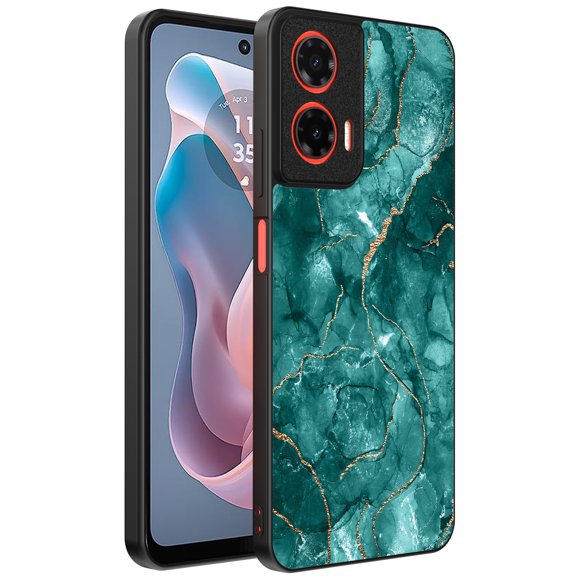 Motorola Moto G Play 2024 telefoonhoesje met groen marmer opdruk (1)