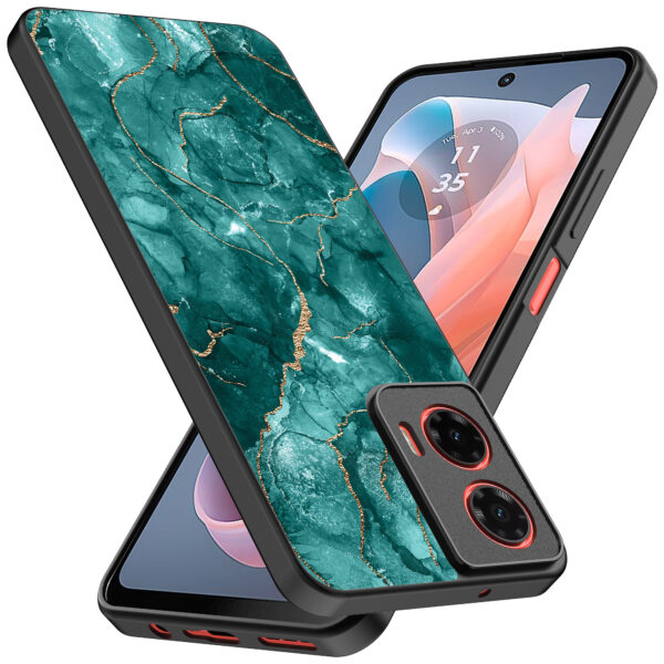 Motorola Moto G Play 2024 telefoonhoesje met groen marmer opdruk (2)
