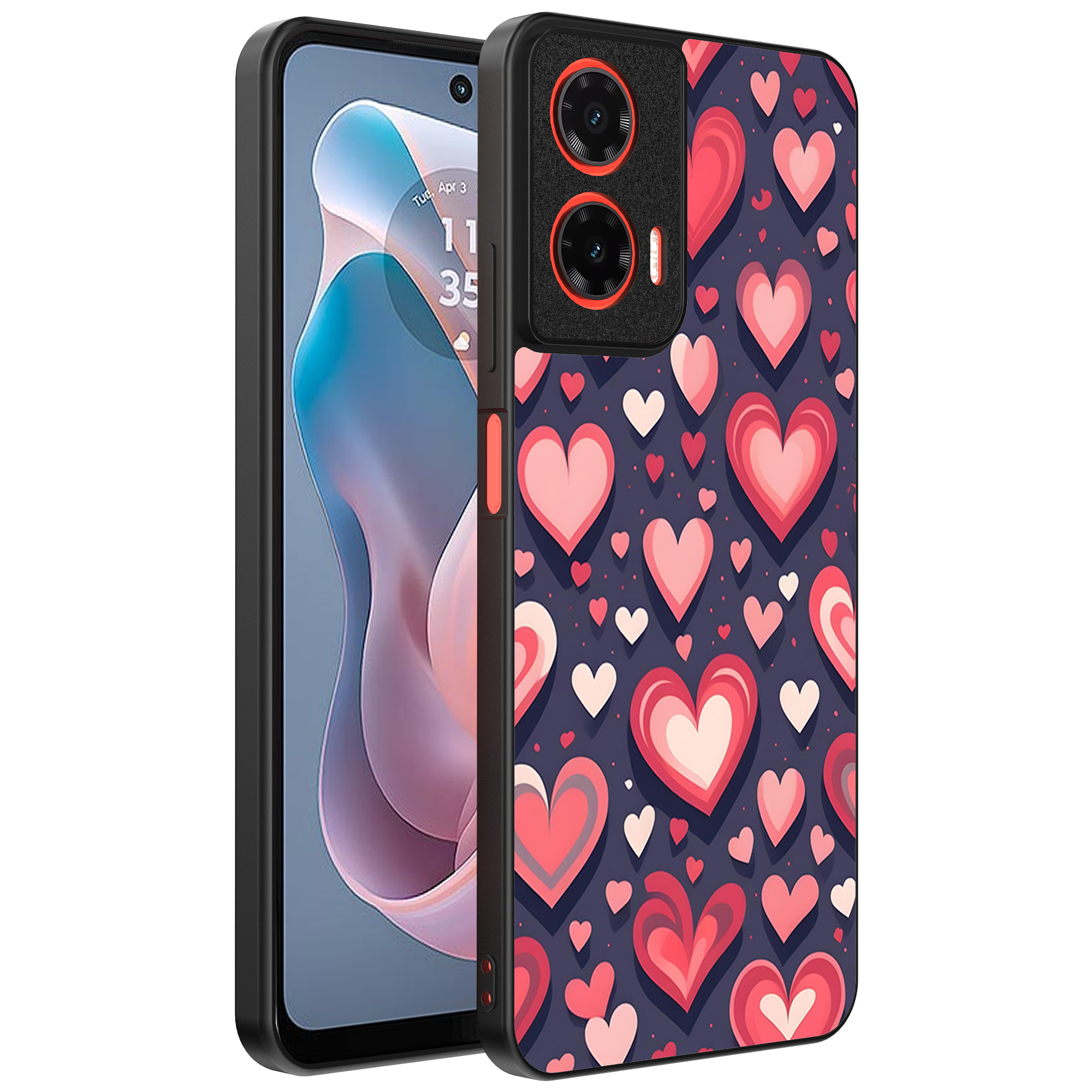 Motorola Moto G Play 2024 telefoonhoesje met hartjes opdruk groot (1)