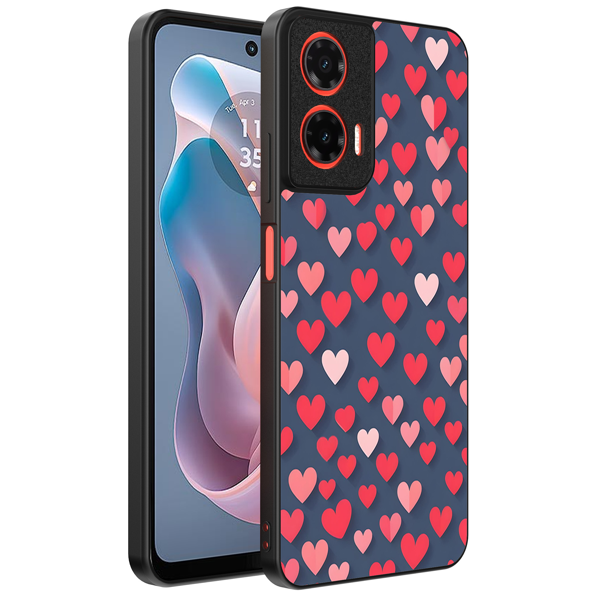 Motorola Moto G Play 2024 telefoonhoesje met hartjes opdruk klein (1)