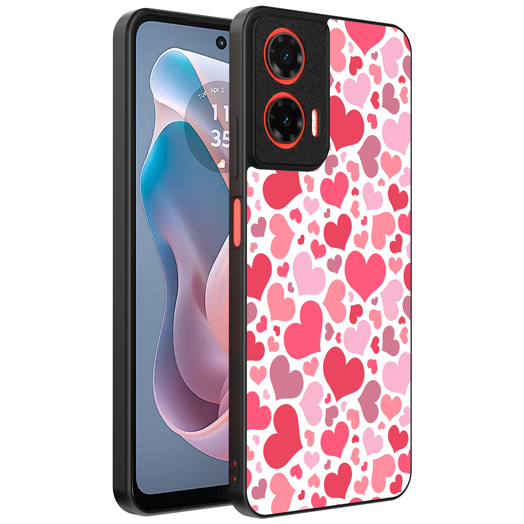 Motorola Moto G Play 2024 telefoonhoesje met hartjes opdruk transparant (1)