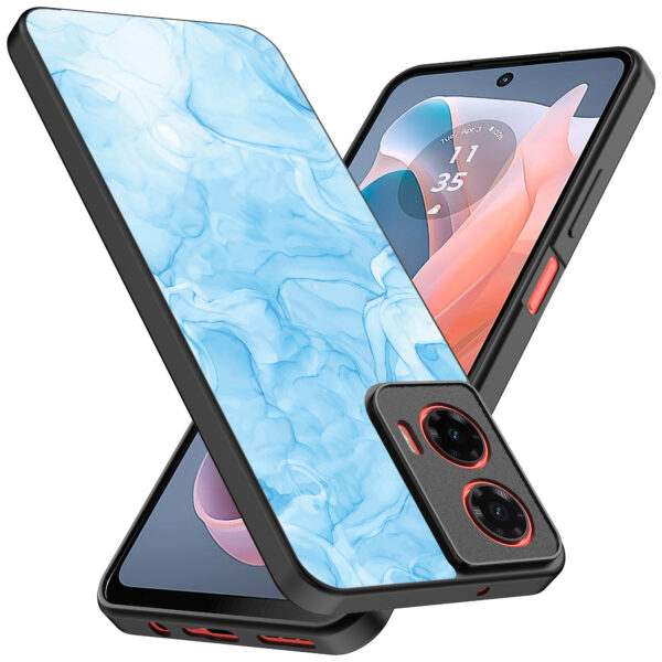 Motorola Moto G Play 2024 telefoonhoesje met lichtblauw marmer opdruk (2)
