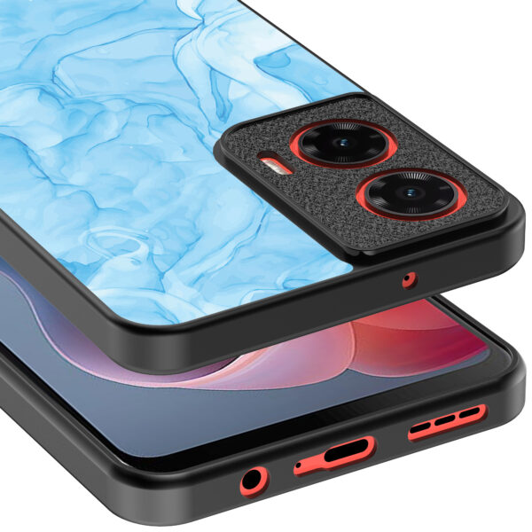 Motorola Moto G Play 2024 telefoonhoesje met lichtblauw marmer opdruk (3)