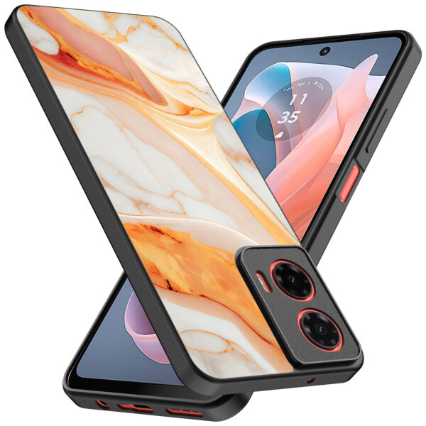 Motorola Moto G Play 2024 telefoonhoesje met oranje marmer opdruk (2)