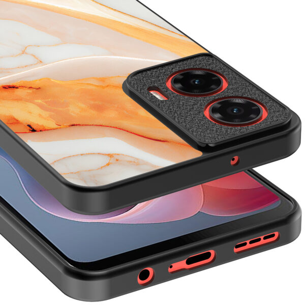 Motorola Moto G Play 2024 telefoonhoesje met oranje marmer opdruk (3)