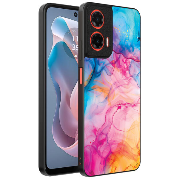 Motorola Moto G Play 2024 telefoonhoesje met regenboog acryl marmer opdruk (1)
