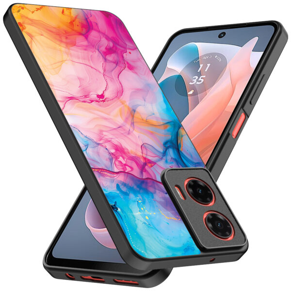 Motorola Moto G Play 2024 telefoonhoesje met regenboog acryl marmer opdruk (2)