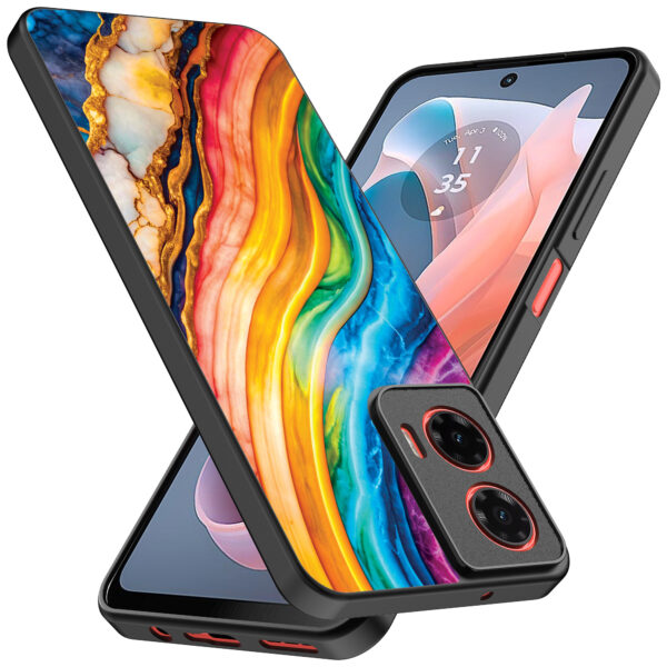 Motorola Moto G Play 2024 telefoonhoesje met regenboog goud marmer opdruk (2)