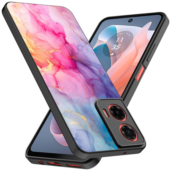 Motorola Moto G Play 2024 telefoonhoesje met regenboog marmer opdruk (2)