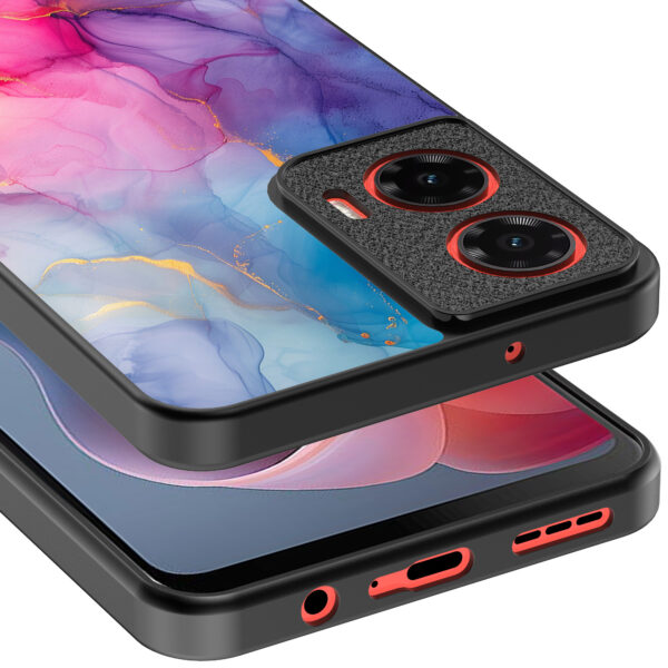 Motorola Moto G Play 2024 telefoonhoesje met regenboog marmer opdruk (4)