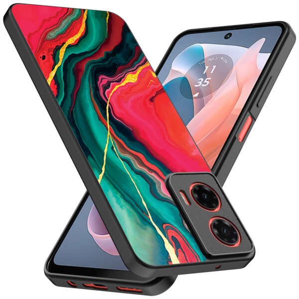 Motorola Moto G Play 2024 telefoonhoesje met rood groen marmer opdruk (2)