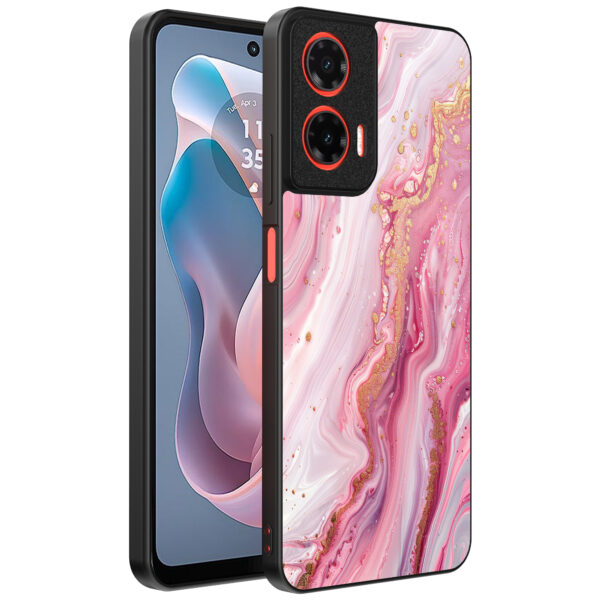 Motorola Moto G Play 2024 telefoonhoesje met roze marmer opdruk (1)