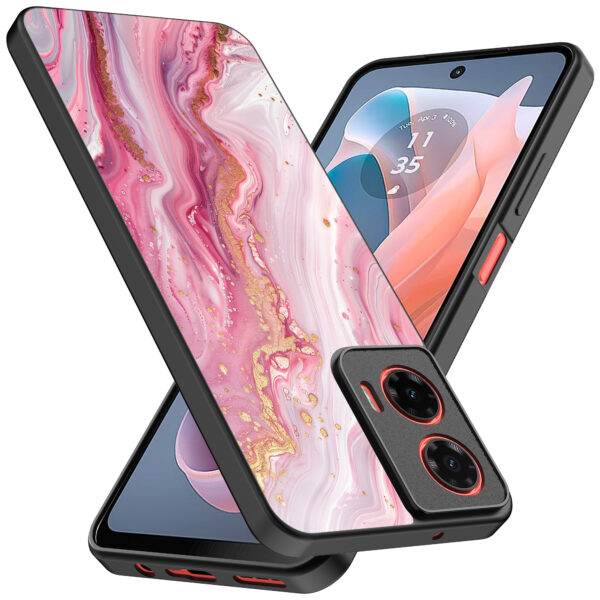 Motorola Moto G Play 2024 telefoonhoesje met roze marmer opdruk (2)