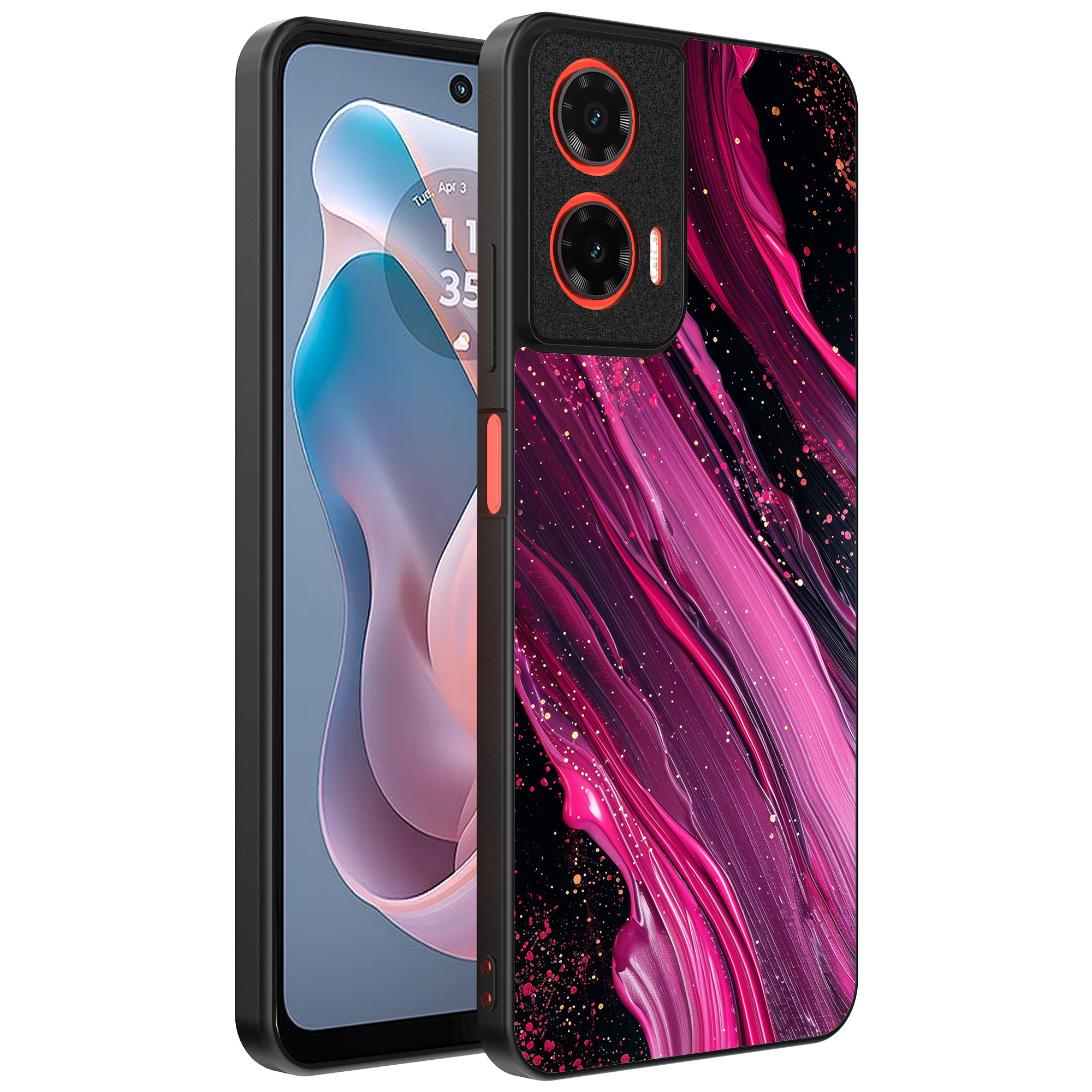 Motorola Moto G Play 2024 telefoonhoesje met roze paars marmer opdruk (1)