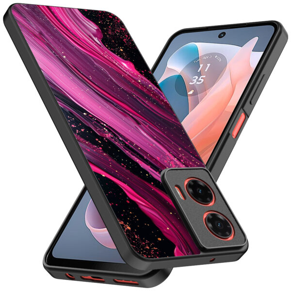 Motorola Moto G Play 2024 telefoonhoesje met roze paars marmer opdruk (2)