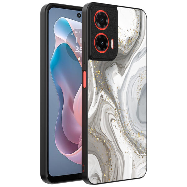 Motorola Moto G Play 2024 telefoonhoesje met zilver marmer opdruk (1)