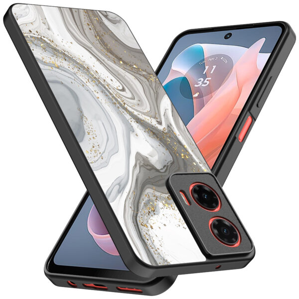 Motorola Moto G Play 2024 telefoonhoesje met zilver marmer opdruk (2)