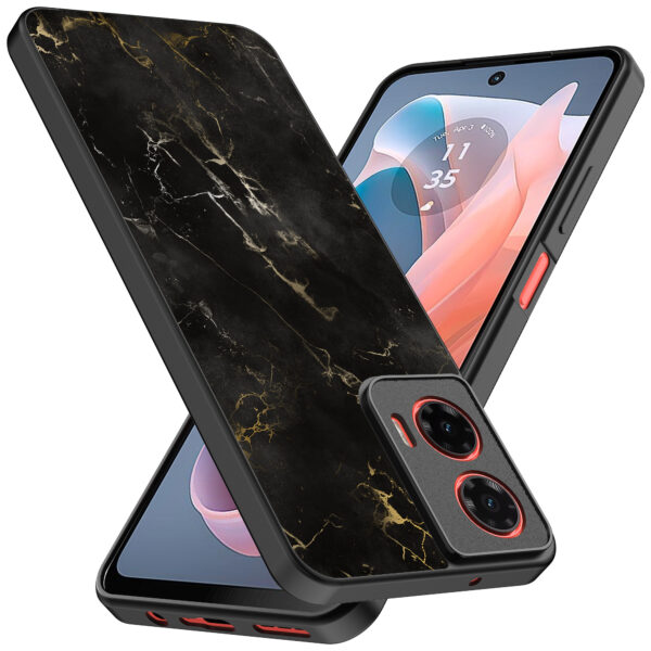 Motorola Moto G Play 2024 telefoonhoesje met zwart marmer opdruk (2)
