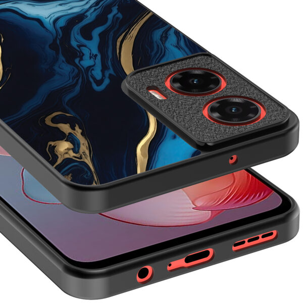Motorola Moto G Power 2024 telefoonhoesje met blauw goud marmer opdruk (4)