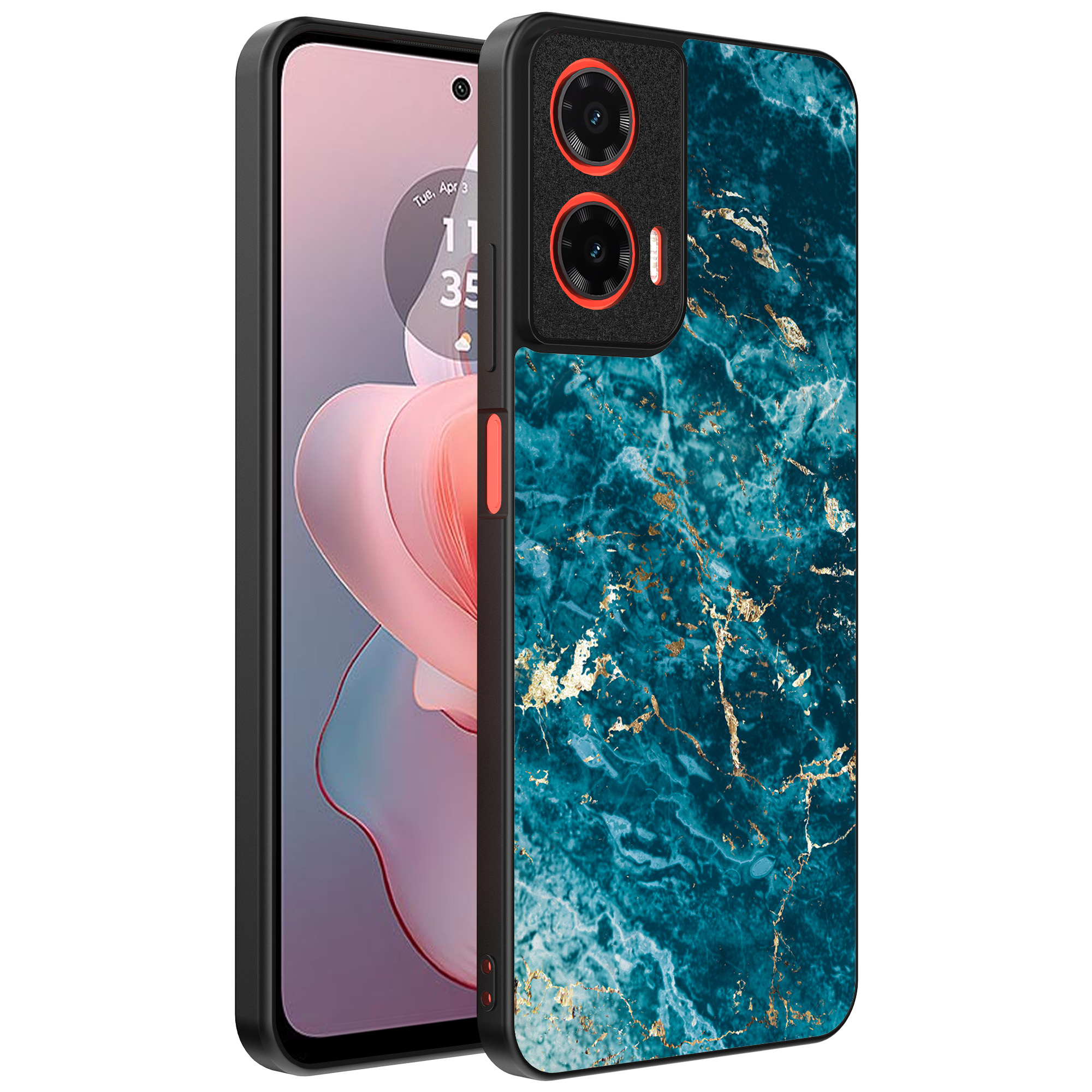 Motorola Moto G Power 2024 telefoonhoesje met blauw marmer opdruk (1)