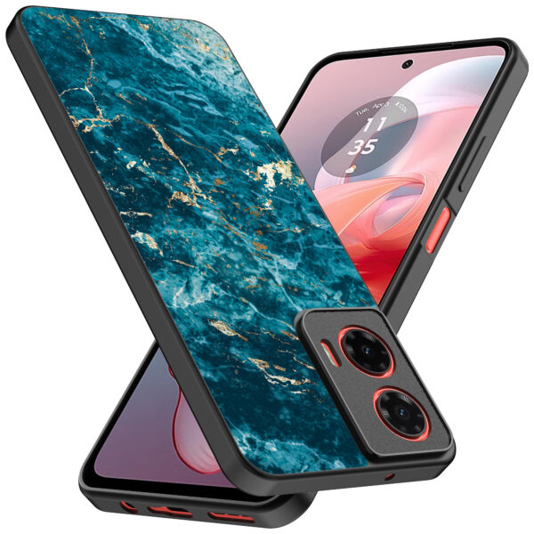 Motorola Moto G Power 2024 telefoonhoesje met blauw marmer opdruk (2)