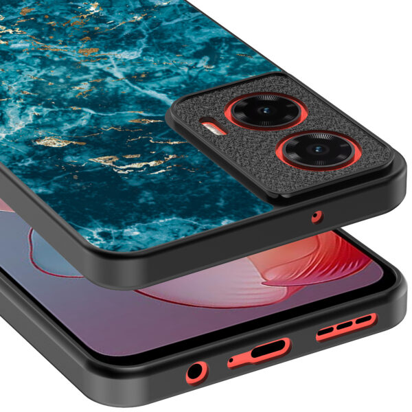 Motorola Moto G Power 2024 telefoonhoesje met blauw marmer opdruk (4)