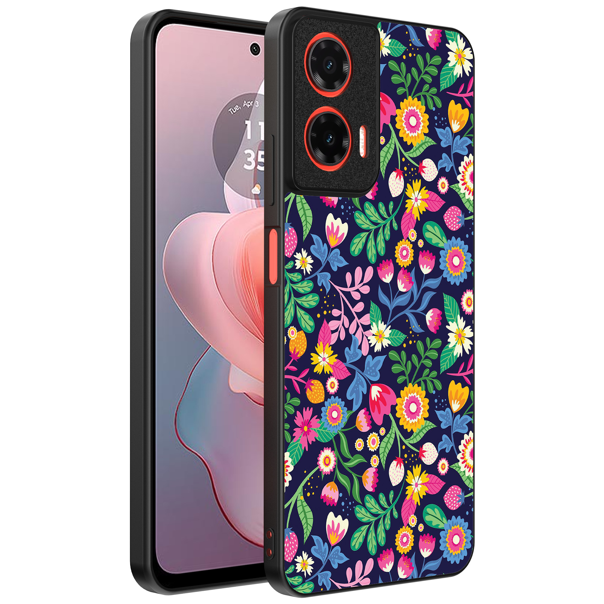 Motorola Moto G Power 2024 telefoonhoesje met bloemen opdruk (1)