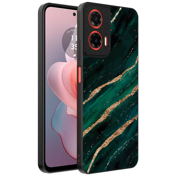 Motorola Moto G Power 2024 telefoonhoesje met groen goud marmer opdruk (1)
