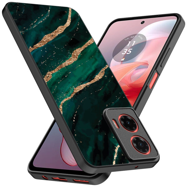 Motorola Moto G Power 2024 telefoonhoesje met groen goud marmer opdruk (2)