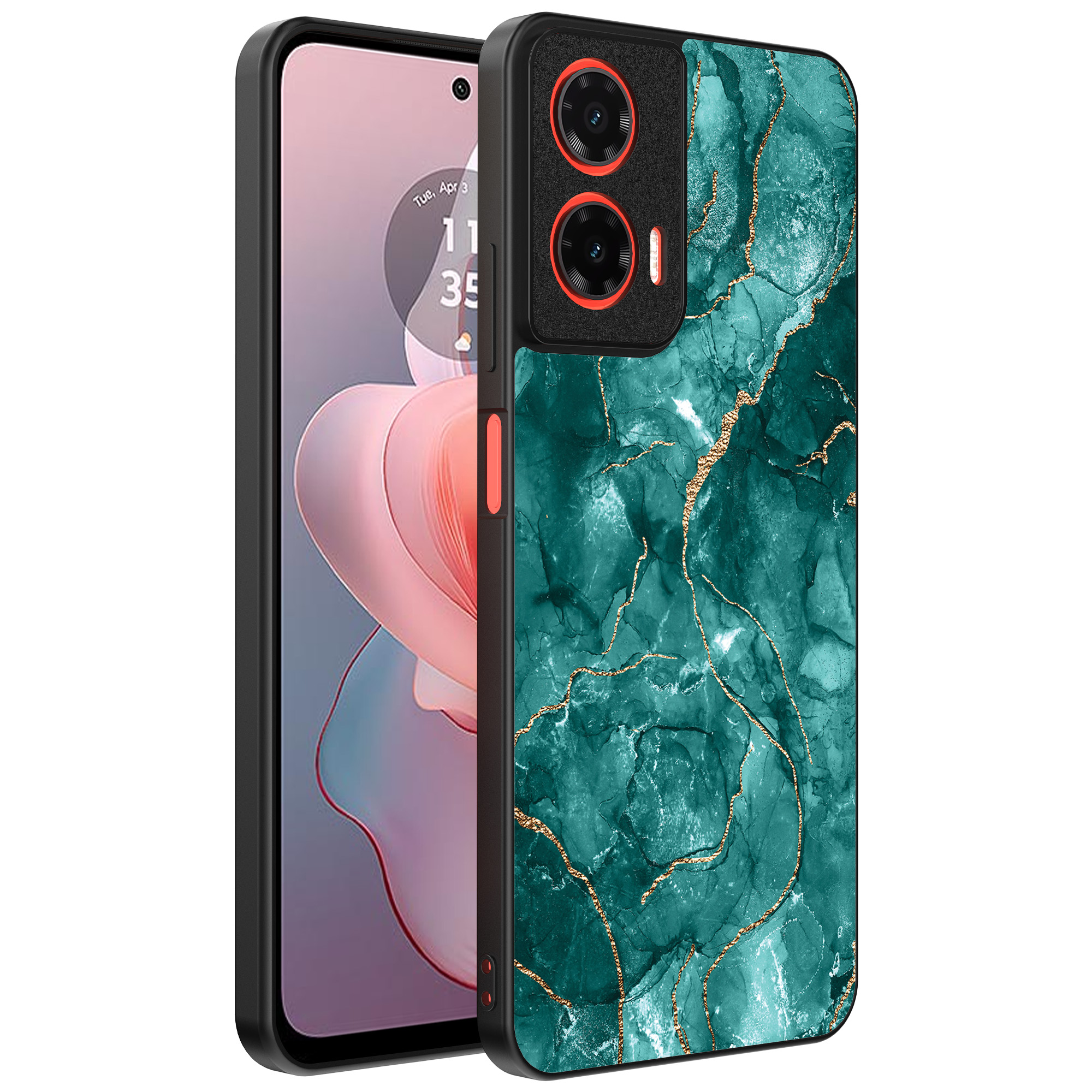 Motorola Moto G Power 2024 telefoonhoesje met groen marmer opdruk (1)