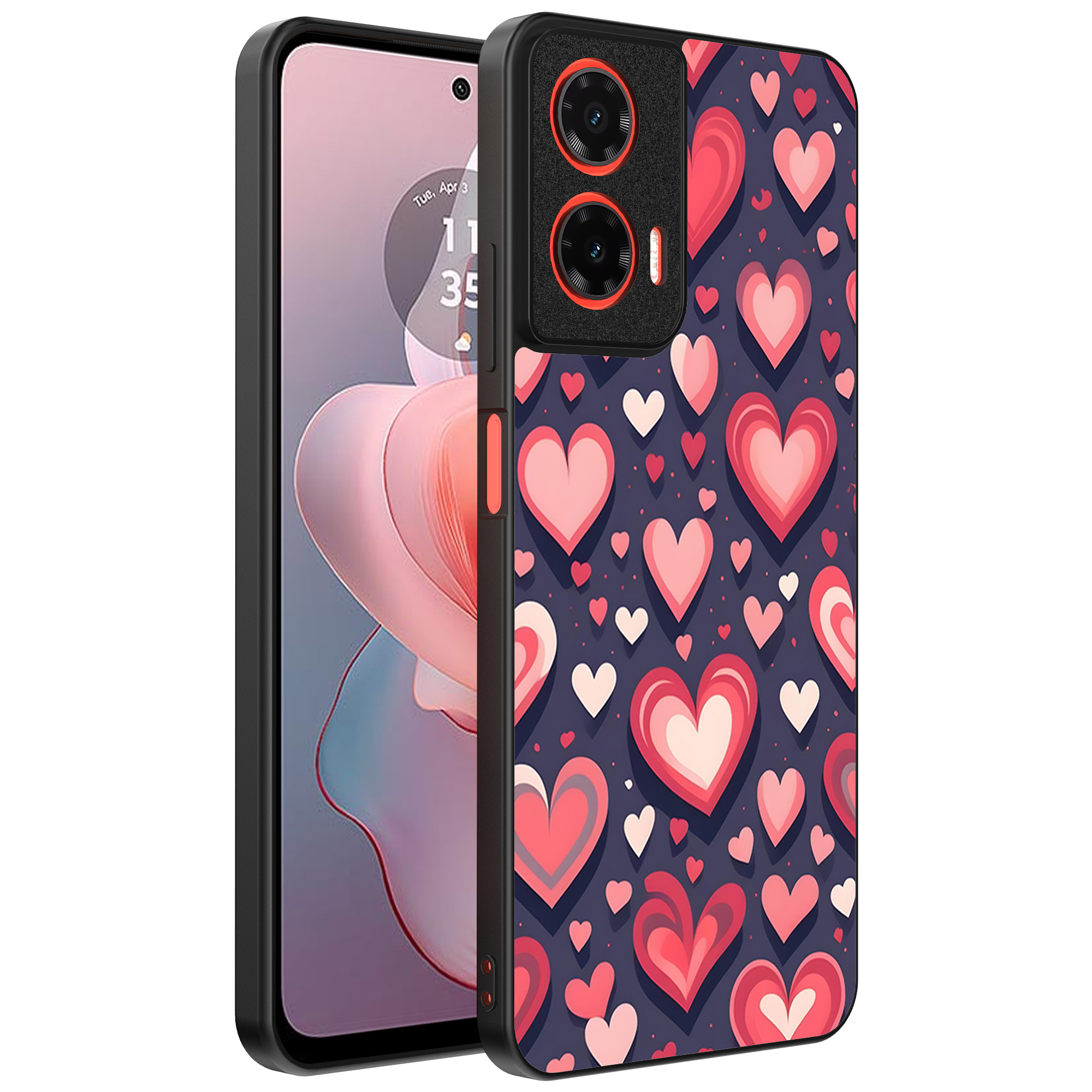 Motorola Moto G Power 2024 telefoonhoesje met hartjes opdruk groot (1)