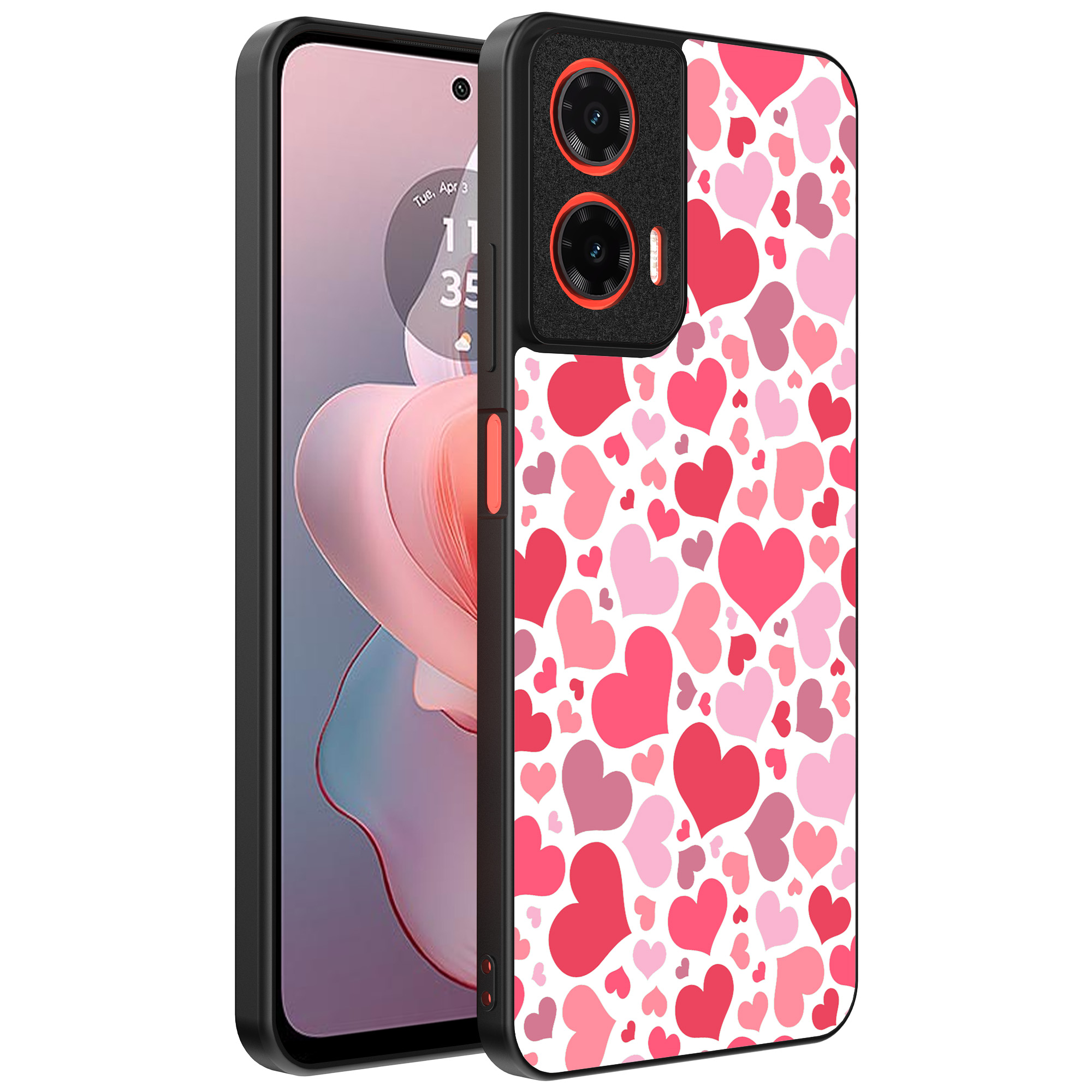 Motorola Moto G Power 2024 telefoonhoesje met hartjes opdruk transparant (1)