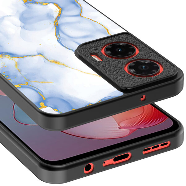 Motorola Moto G Power 2024 telefoonhoesje met lichtblauw goud marmer opdruk (4)