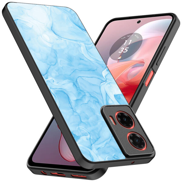 Motorola Moto G Power 2024 telefoonhoesje met lichtblauw marmer opdruk (2)