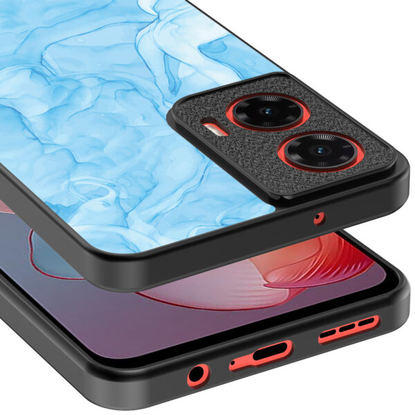 Motorola Moto G Power 2024 telefoonhoesje met lichtblauw marmer opdruk (4)