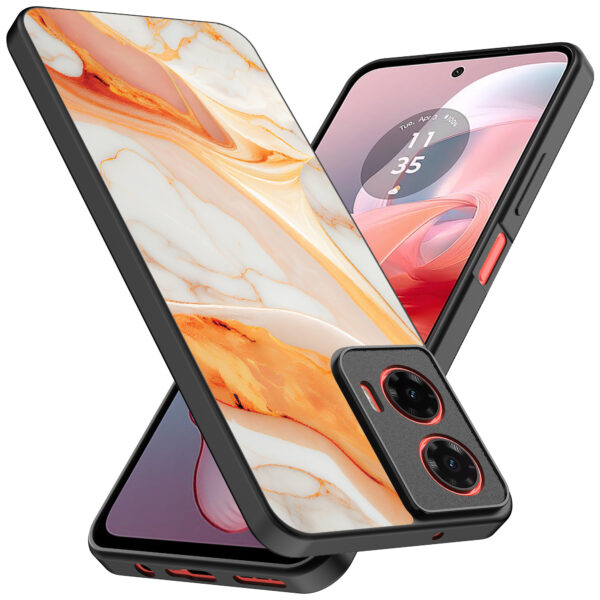 Motorola Moto G Power 2024 telefoonhoesje met oranje marmer opdruk (2)