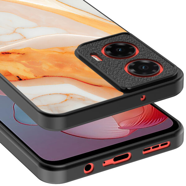 Motorola Moto G Power 2024 telefoonhoesje met oranje marmer opdruk (4)