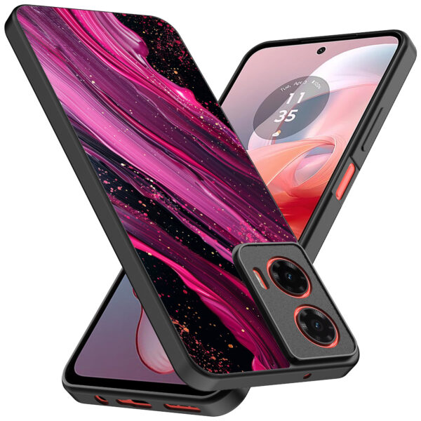 Motorola Moto G Power 2024 telefoonhoesje met paars roze marmer opdruk (2)