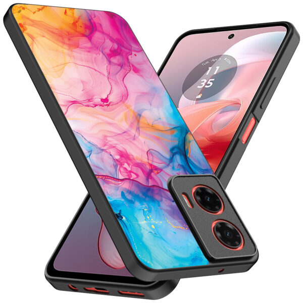 Motorola Moto G Power 2024 telefoonhoesje met regenboog acryl marmer opdruk (2)