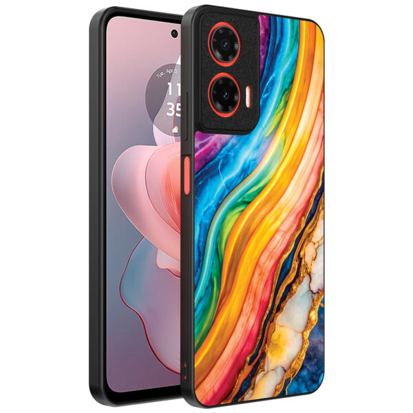 Motorola Moto G Power 2024 telefoonhoesje met regenboog goud marmer opdruk (1)